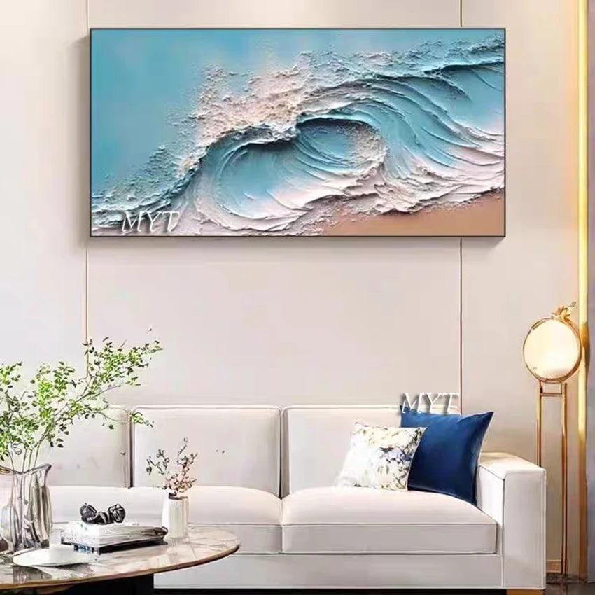 Abstract Seawaves Oil Painting Canvas