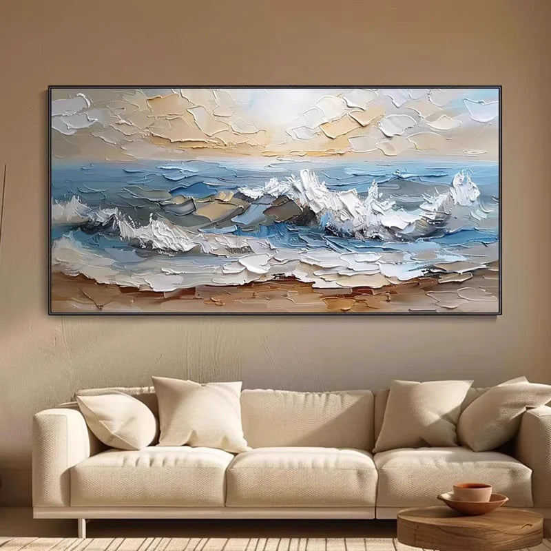 Abstract Seawaves Oil Painting Canvas