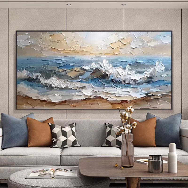 Abstract Seawaves Oil Painting Canvas